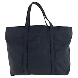 Prada-Prada Nylon Tessuto Black Silver Tote Bag-Black