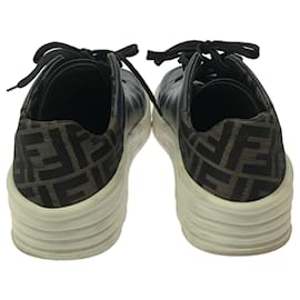 Fendi-Fendi Leather Sneakers Navy-Navy blue