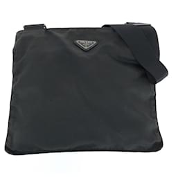 Prada-Prada Nylon Tessuto Logo Plate Shoulder Bag-Black