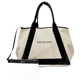 Balenciaga-Balenciaga Navy Cabas M Tote Bag 581292-White