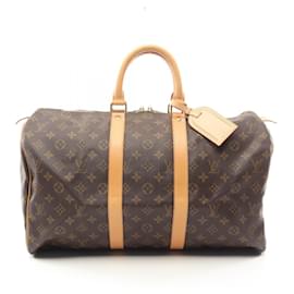 Louis Vuitton-Louis Vuitton Monogram Keepall 45 Boston Bag M41428-Brown