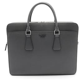 Prada-Prada Saffiano Leather Briefcase 2VE368-Grey