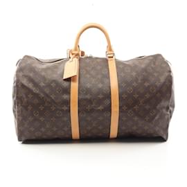 Louis Vuitton-Louis Vuitton Keepall 55 Monogram Boston Bag M41424-Brown