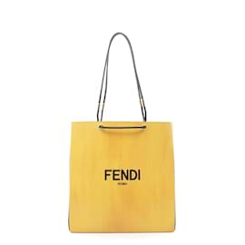 Fendi-Fendi Leather Medium Tote Bag 7VA513-Yellow