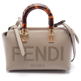 Fendi-Fendi Mini By The Way Leather Handbag 8BS067-Beige