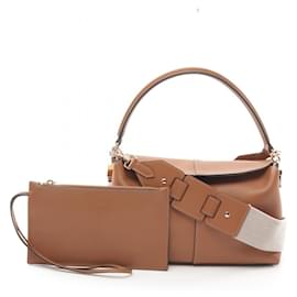 Tod's-Tod's Leather T-Case Handbag Brown-Brown