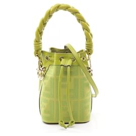 Fendi-Fendi Mini Mon Tresor Canvas Leather Handbag-Green