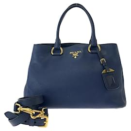 Prada-Prada Vitello Daino Leather Tote Bag-Blue