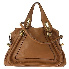 Chloé Chloe Leather Paraty 2way Handbag Brown