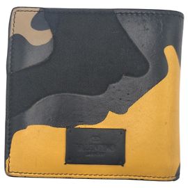 Valentino Camouflage Leather Canvas Wallet Black