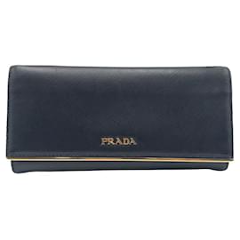 Prada-Prada Saffiano Leather Long Wallet-Black