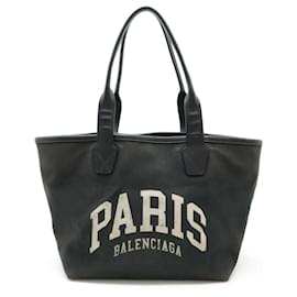 Balenciaga-Balenciaga Canvas Leather Small Tote Bag-Black