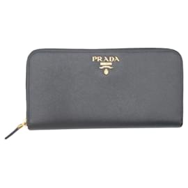 Prada-Prada Saffiano Leather Long Wallet-Black