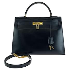 Hermès-Hermes Vintage Kelly 32 Black Handbag-Black