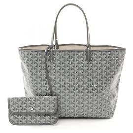 Goyard St. Louis PM Tote Bag PVC Canvas Leather Grey