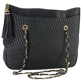 Borsa Tote BALLY in pelle nera e oro Auth mr918 Nero D'oro