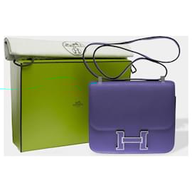 Hermès-HERMES Constance Bag in Blue Leather - 102411-Blue