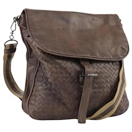 Autre Marque-BOTTEGA VENETA INTRECCIATO Shoulder Bag Leather Brown Auth ki5284-Brown