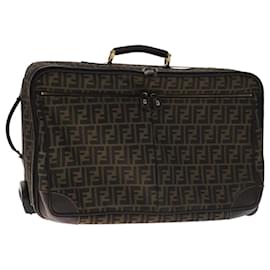 Fendi-FENDI Zucca Canvas Carry Case Boston Bag Black Brown Auth mr869-Brown,Black