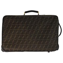 Fendi-FENDI Zucca Canvas Carry Case Boston Bag Black Brown Auth mr869-Brown,Black