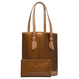 Louis Vuitton-LOUIS VUITTON Monogram Vernis Bucket PM Shoulder Bag Bronze LV Auth 105482A-Bronze