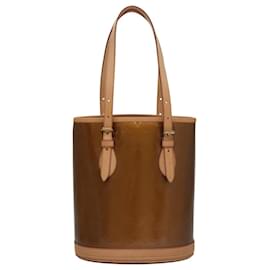Louis Vuitton-LOUIS VUITTON Monogram Vernis Bucket PM Shoulder Bag Bronze LV Auth 105482A-Bronze
