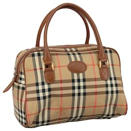 Autre Marque-Burberrys Nova Check Hand Bag Canvas Beige Auth yk16410-Beige