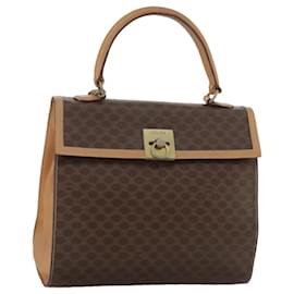 Céline-CELINE Macadam Canvas Hand Bag PVC Leather Brown Auth 97775-Brown