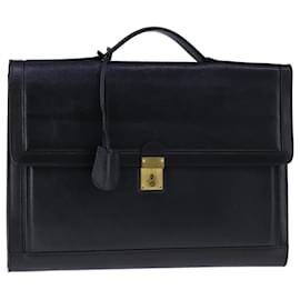 Bally-BALLY Business Bag Leather Black Gold Auth bs20981-Black,Golden