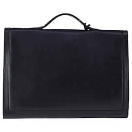 Bally-BALLY Business Bag Leather Black Gold Auth bs20981-Black,Golden