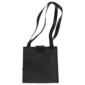 Céline-CELINE Macadam Canvas Shoulder Bag PVC Leather Black Gold Auth 104249-Black,Golden