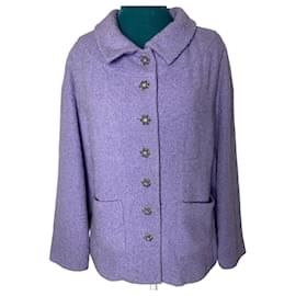 Chanel-Chanel 12C Runway Lavender Purple Wool Boucle Jacket FR 44-Purple,Lavender