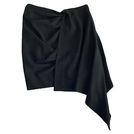 Cos Asymmetrical Black Wool Skirt Black