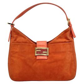 Fendi Orange Gold Wildleder Glitzer Mamma Schultertasche Golden Orange