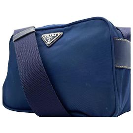 Prada Sport Navy Blue Nylon Logo Shoulder Crossbody Bag Blue