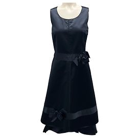 Vestido sem mangas de seda duchesse azul marinho com detalhe de laço Prada Azul marinho