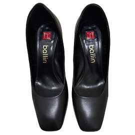 Ballin Black Leather Block Heels Black