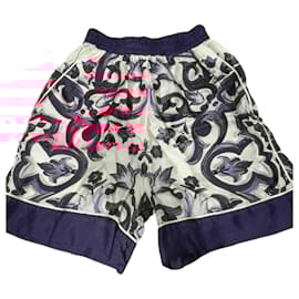 Dolce & Gabbana-Majolica print silk shorts-Pink,White