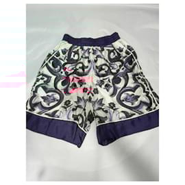 Dolce & Gabbana-Majolica print silk shorts-Pink,White
