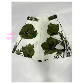 Dolce & Gabbana-WHITE SHORTS WITH POPPY PRINT.-White,Red