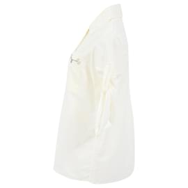 Hermès-Hermès Horsebit Detail Shirt in White Cotton-White,Cream