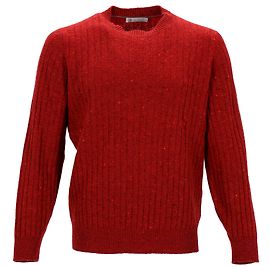 Rippstrickpullover Brunello Cucinelli aus roter Schurwolle Rot