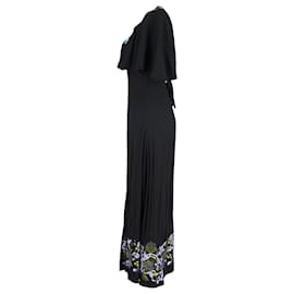 Autre Marque- Rixo Iona Cape-Effect Embroidered Maxi Dress in Black Viscose-Black