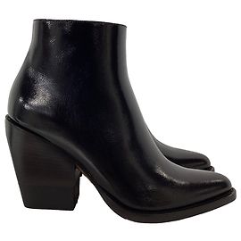 Botines de tacón cuadrado con cremallera Chloé en cuero negro Negro