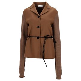 Jil Sander Buttoned Jacket in Brown Virgin Wool Brown Red