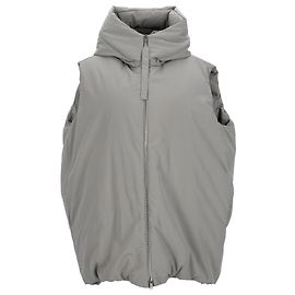 Jil Sander Oversized Hooded Down Vest in Grey Polyester Grey