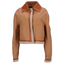 Jaqueta de couro marrom com acabamento em pele Jil Sander Marrom