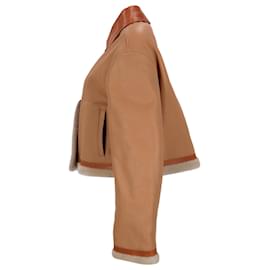 Jil Sander-Jil Sander Fur Trim Jacket in Brown Leather-Brown