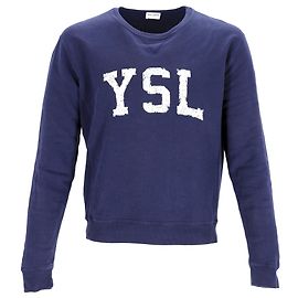 Sweatshirt aus navyblauer Baumwolle mit Saint Laurent Logo-Druck Blau Marineblau