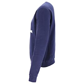 Saint Laurent-Saint Laurent Logo-Print Sweatshirt In Navy Blue Cotton-Blue,Navy blue